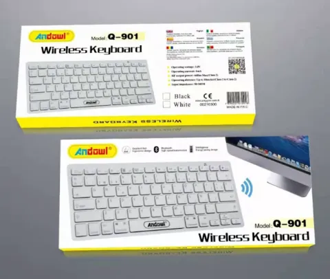 Andowl Q-901 Ασύρματο Bluetooth Πληκτρολόγιο Αγγλικό US Λευκό