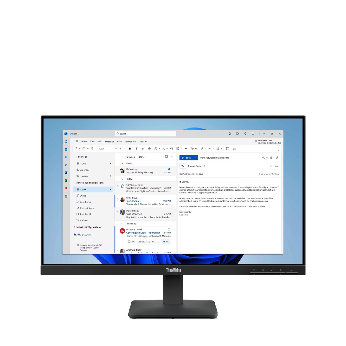 LENOVO 64B5KAT1UK ThinkVision S24-4e PC Monitor, 23.8″