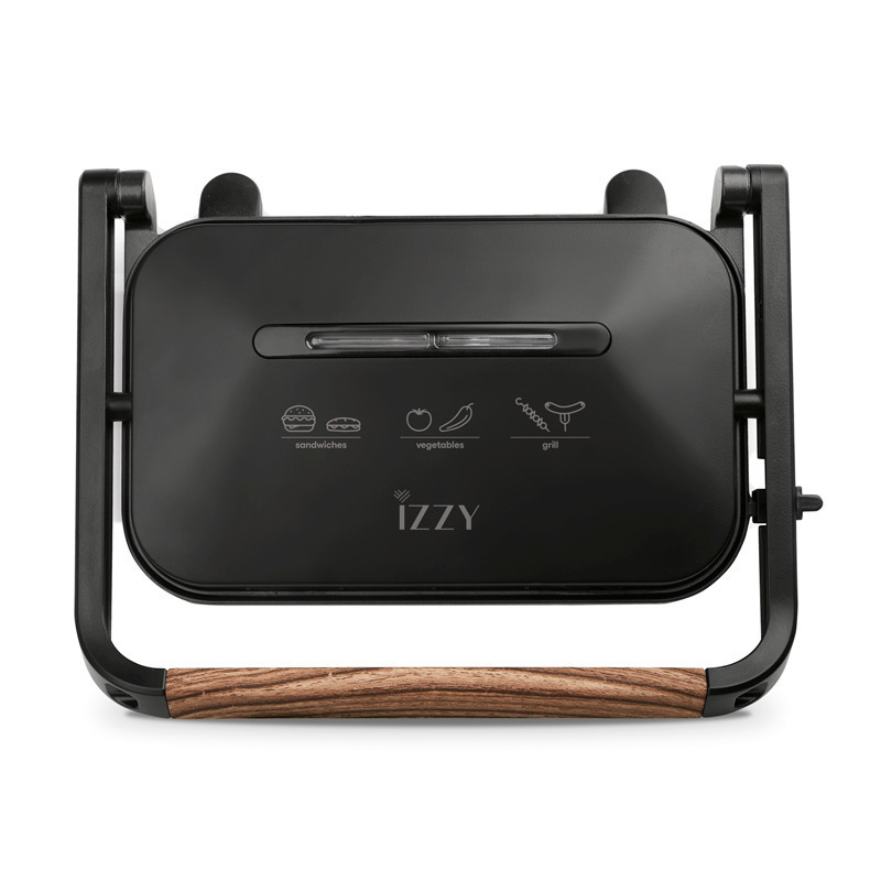 Izzy Sandwich Maker Panini Wooden Black 1300W Grill IZ-2013