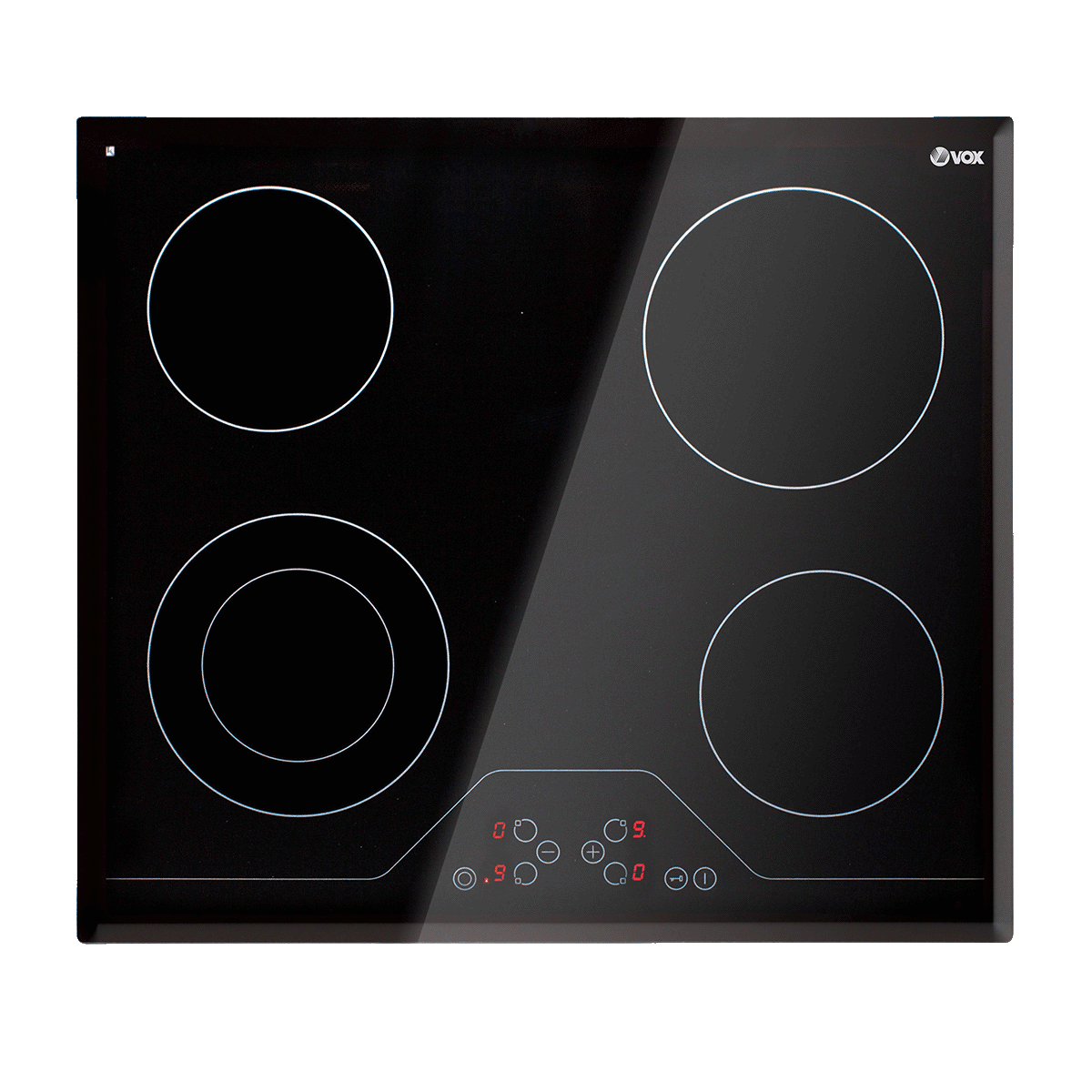 VOX HOB ELECTRIC, 5 HITTING ELEMENTS, CERAMIC BUILT IN, TOUCH, SENSOR BUTTONS, BLACK
