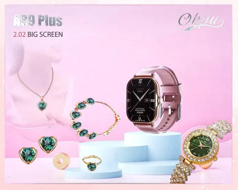A89 Plus 2.02 Big Screen Smart watch 2024 Necklace Earrings Bracelet Ring