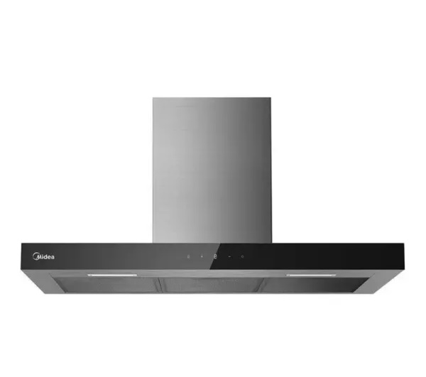 MIDEA MH90I4300X Απορροφητήρας Νησίδα 90 cm, Ανοξείδωτο Ατσάλι με Μαύρο Πάνελ