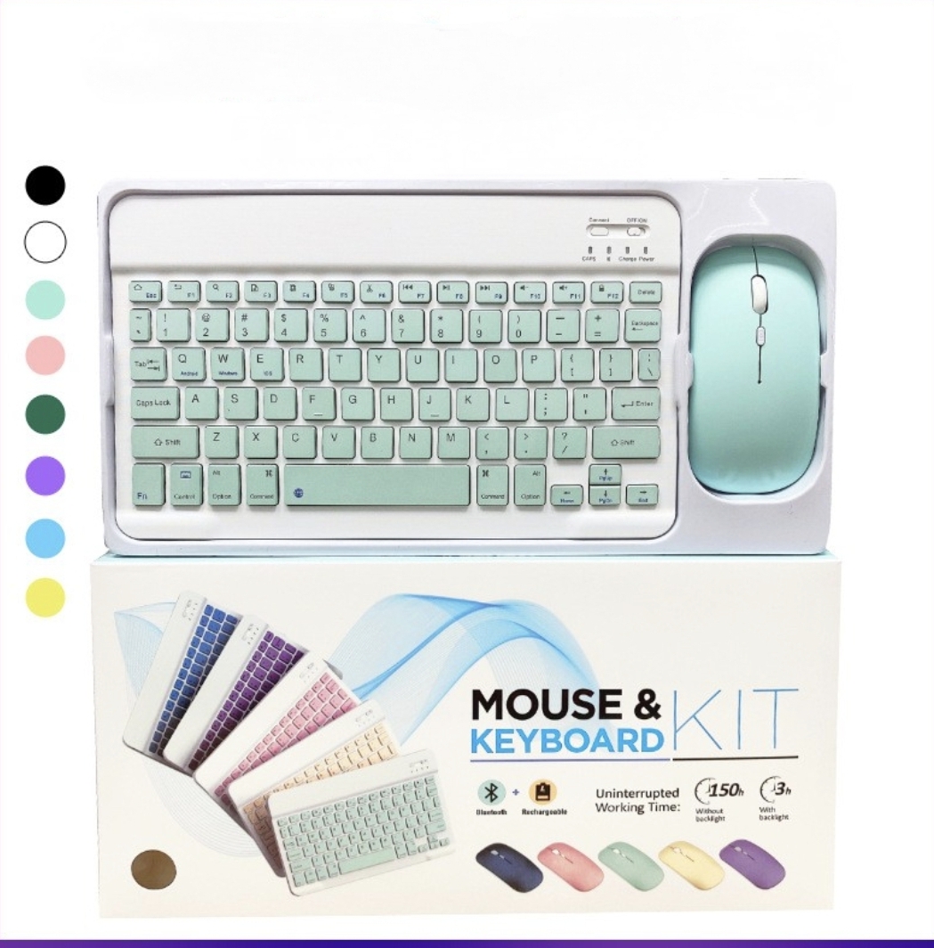 Wireless Bluetooth Keyboard and mouse full set mobile phone iPad tablet laptop learning office keyboard mouse full set color