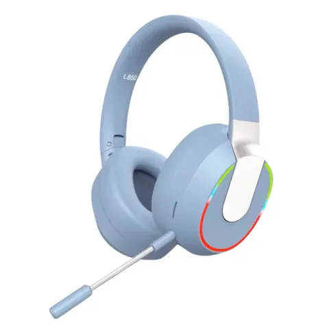 L850 2.4G Wireless Bluetooth 5.1 Wired Three-mode Game Headphones Pluggable Mic RGB Lighting Computer Phone headset Blue