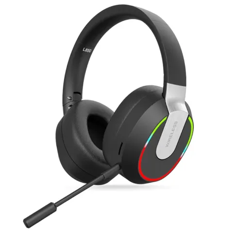 L850 2.4G Wireless Bluetooth 5.1 Wired Three-mode Game Headphones Pluggable Mic RGB Lighting Computer Phone headset Black