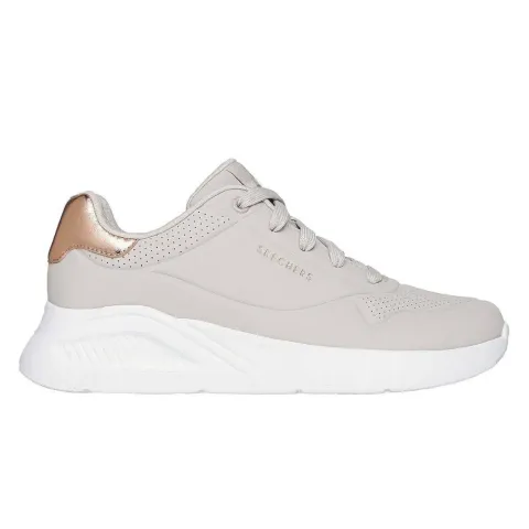 SKECHERS UNO LITE - SHIMMER ALONG EMBOSSED DURALEATHER WOMENS SNEAKERS (177291-NAT)
