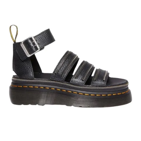 DR. MARTENS CLARISSA II QUAD HARDWARE MILLED NAPPA LEATHER PLATFORM SANDALS (30733001)