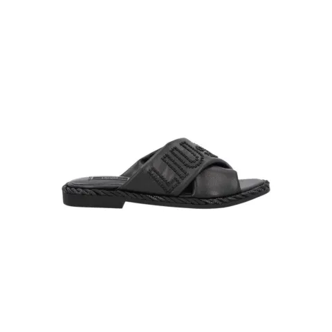 LIU JO FAUX LEATHER SLIDES WITH MAXI LOGO (SA2139EX014-22222)
