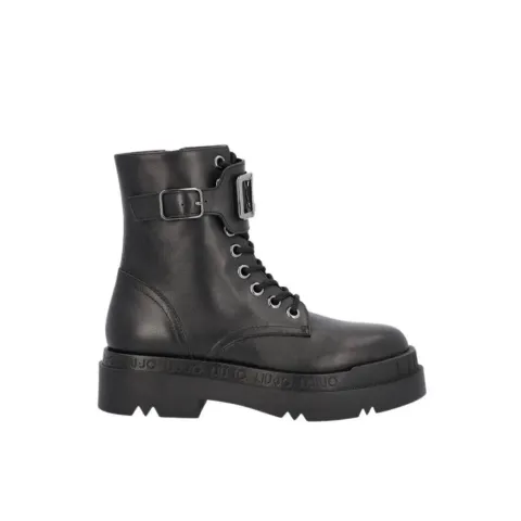 LIU JO LOVE 15 GENUINE LEATHER PLATFORM COMBAT BOOT (SF1063P010222222)