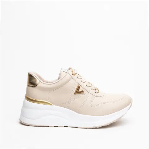 Via Marte Sneaker with Wedge Sole and Gold Details