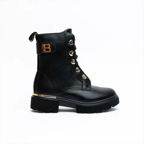 Laura Biagiotti Elegant Girls Boots with Gold Trim Heart Details