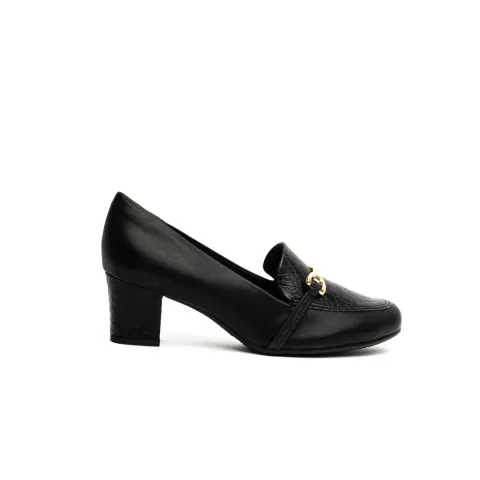 Piccadilly Low Block Heel Loafer Pumps with Chain Decorative Detail