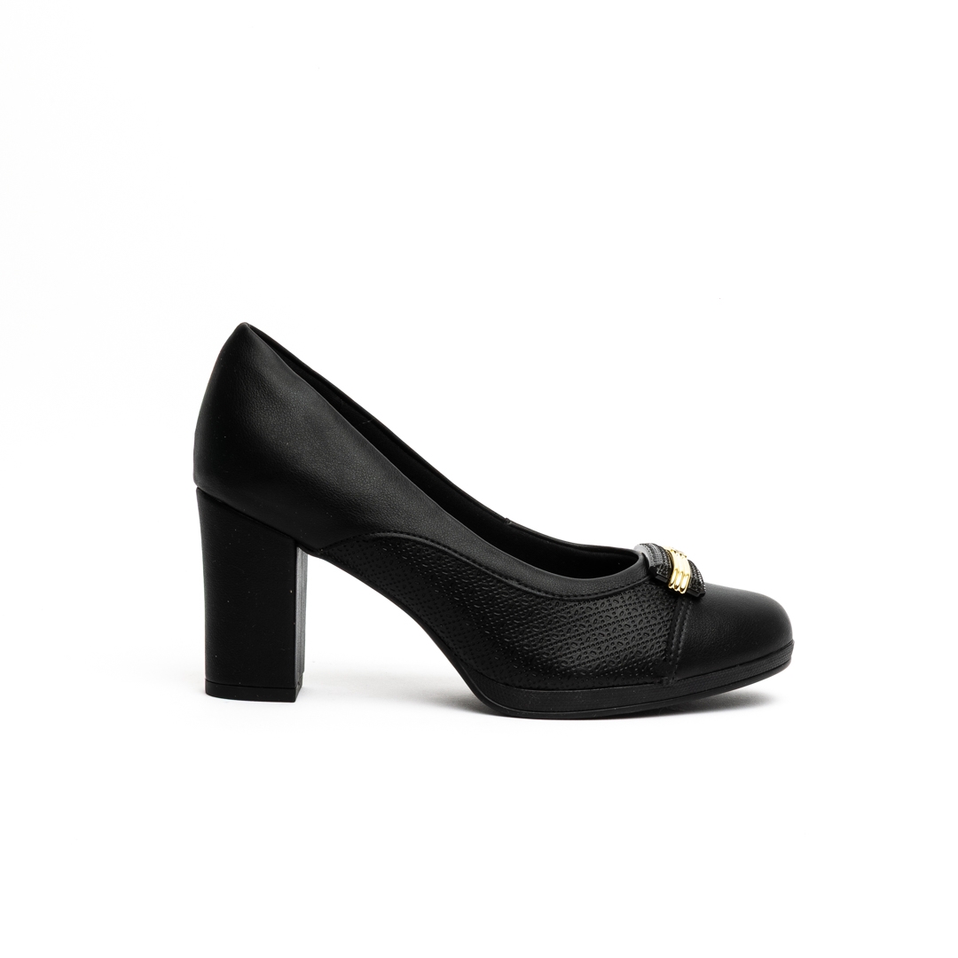 Piccadilly Medium Block Heel Pumps with Decorative Detail