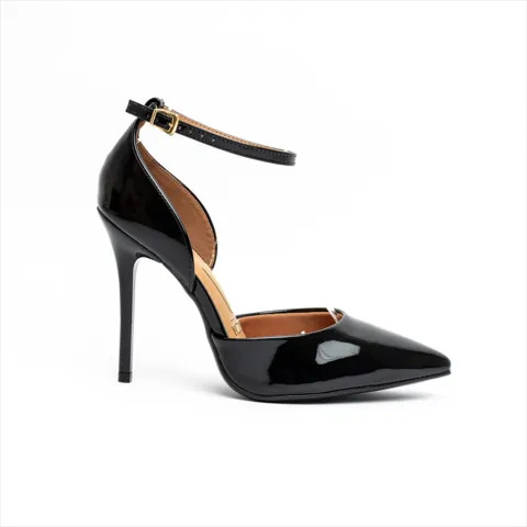Vizzano Chic Glossy Ankle Strap Pointed High Stiletto Pumps
