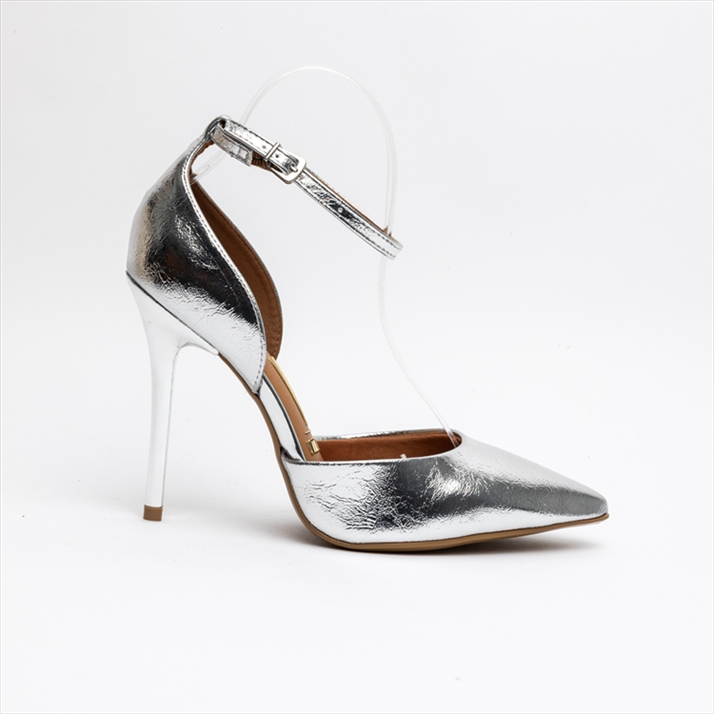 Vizzano Metallic Pointed Ankle Strap High Stiletto Heel Pumps
