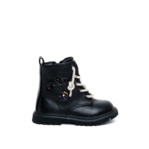 Miss Belgini Girls Boots with Silver Stone Laces