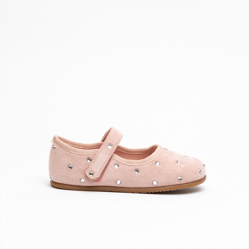 Miss Belgini Velvet Mary Jane Girls Ballerina Shoes with Diamante Details