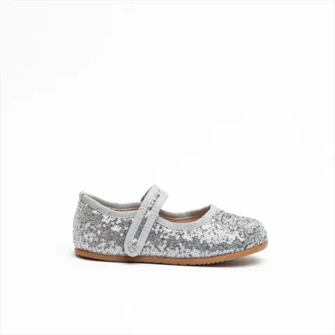 Miss Belgini Girls Sequin Mary Jane Ballerina Shoes with Velcro Strap