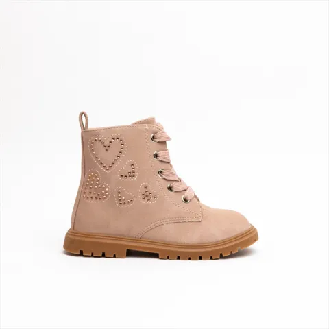 Miss Belgini Girls Boots with Diamante Heart Details