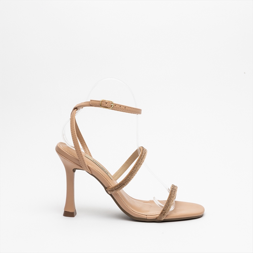 Via Marte High Stiletto Heel Sandals with Rhinestones
