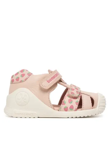 Biomecanics Girls Caged Sandals with Strawberry Detail