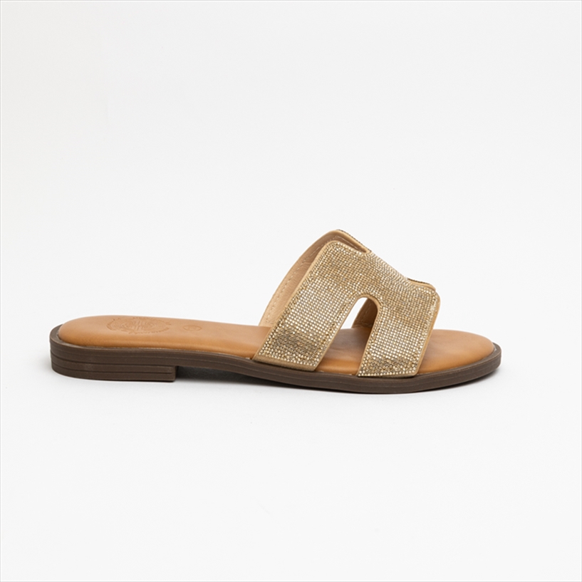 Athenais Diamante Detail Slider Flat Sandals