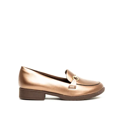 Piccadilly Metallic Horsebit Decorative Detail Orthopedic Loafer Low Heel Pumps