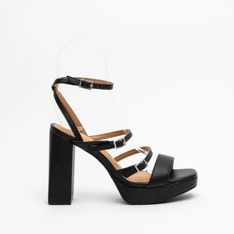 Vizzano High Block Heel Sandals with Diamante Detailed Buckles
