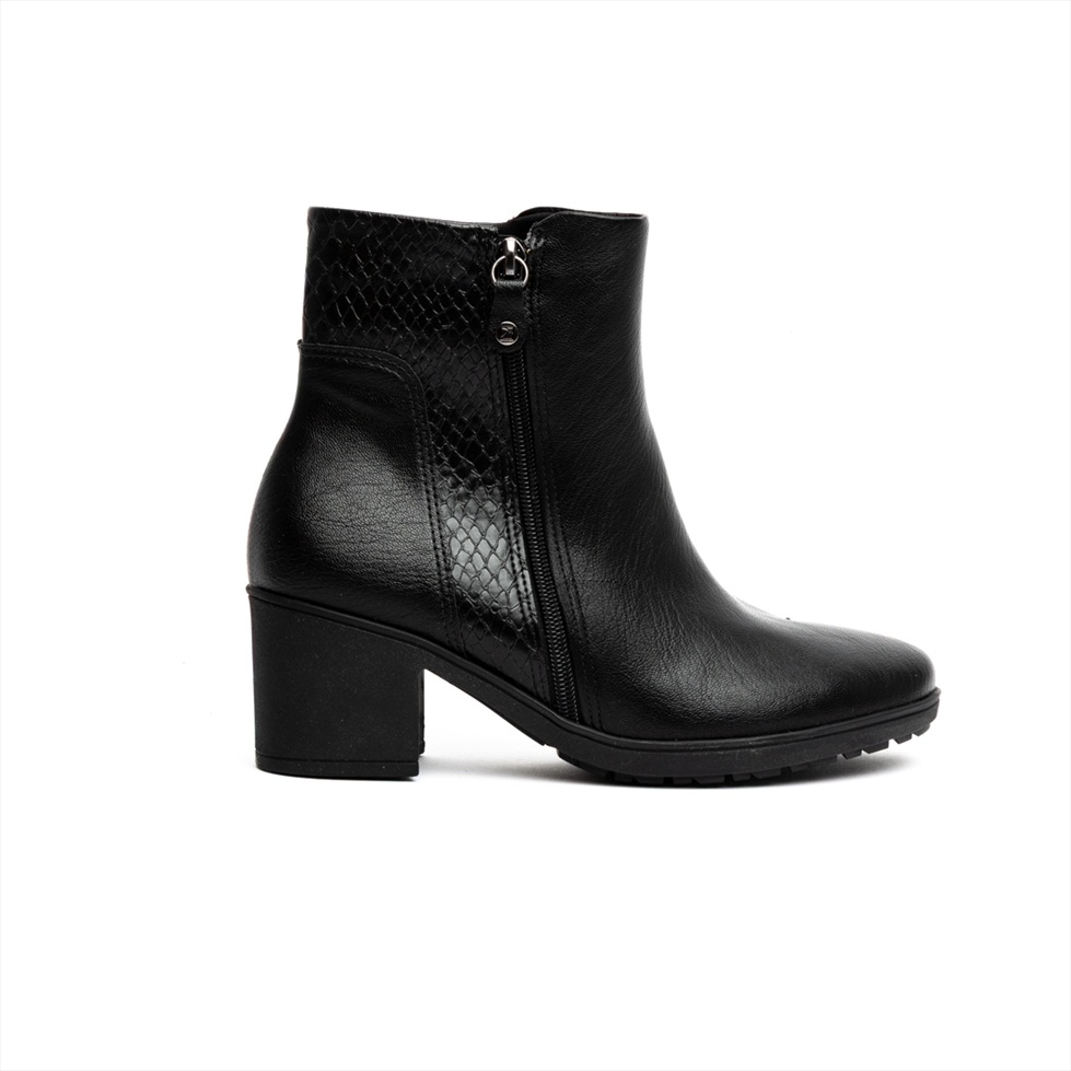 Piccadilly Classic Low Block Heel Ankle Boots with Zip on the Side