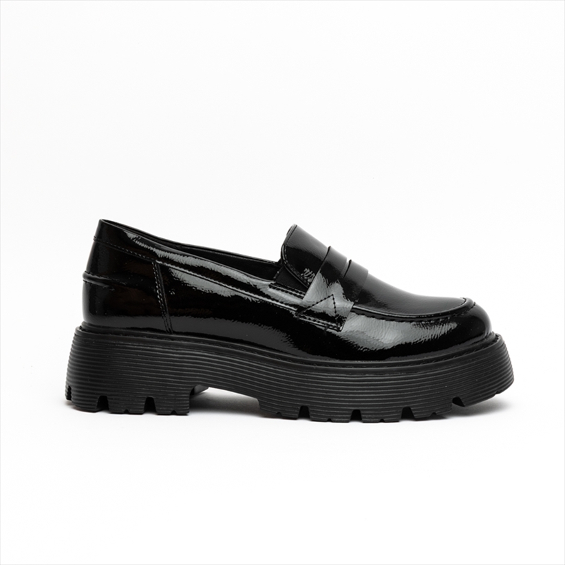 Miss Belgini PU Penny Strap Flatform Loafers