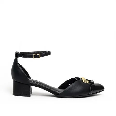 Piccadilly Modern Low Block Heel Pumps with Decorative Detail