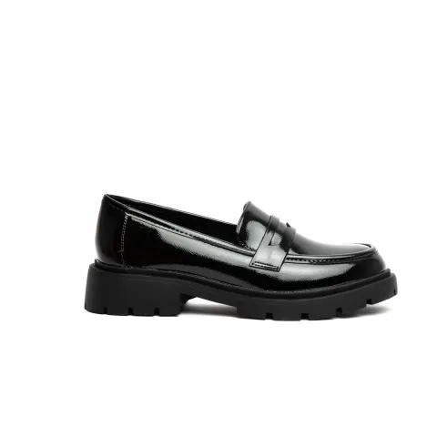 Miss Belgini Glossy Penny Strap Loafer Pumps