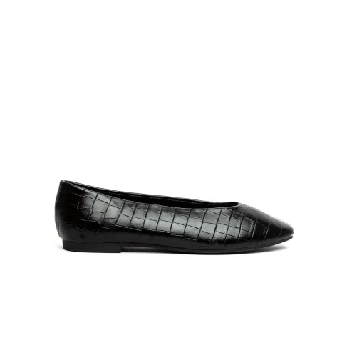 Miss Belgini Croc Effect Ballerina Flat Pumps