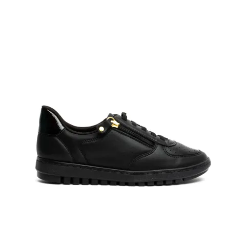 Piccadilly Lace Up Flat Sneakers with Zip Decorative Detail on the Side.