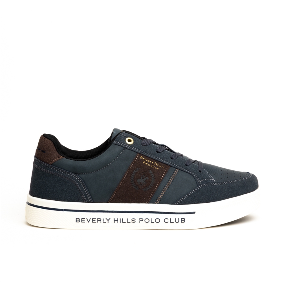 Beverly Hills Polo Club Mens Sneakers with Contrast Textures and Logo on the Side