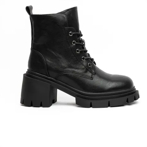 LIFE NYC Premium Medium Block Heel Combat Ankle Boots