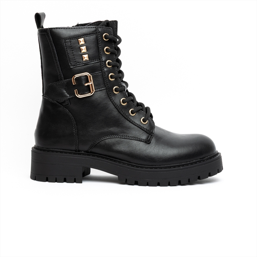 LIFE NYC Premium Combat Ankle Boots with Embellishment