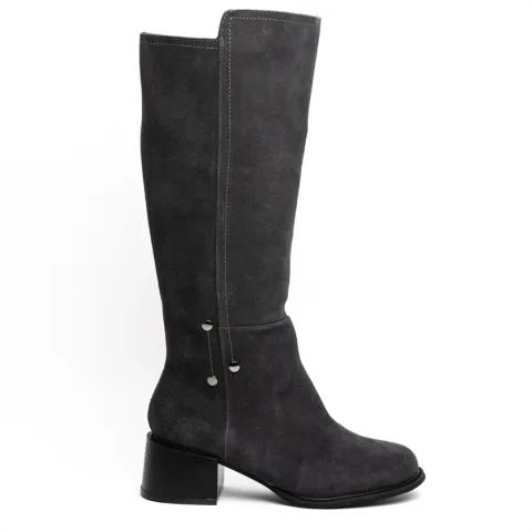 LIFE NYC Suede Mid Calf Riding Boots with Subtle Heel