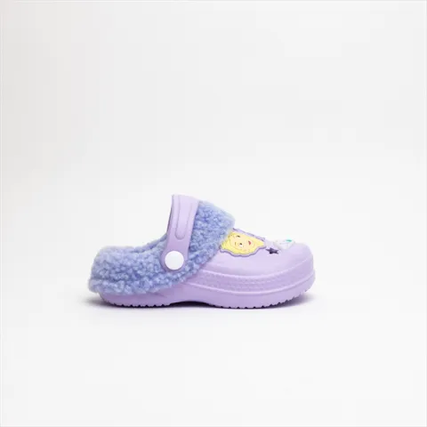Frozen Girls Clog Slippers with Colourful Faux Fur