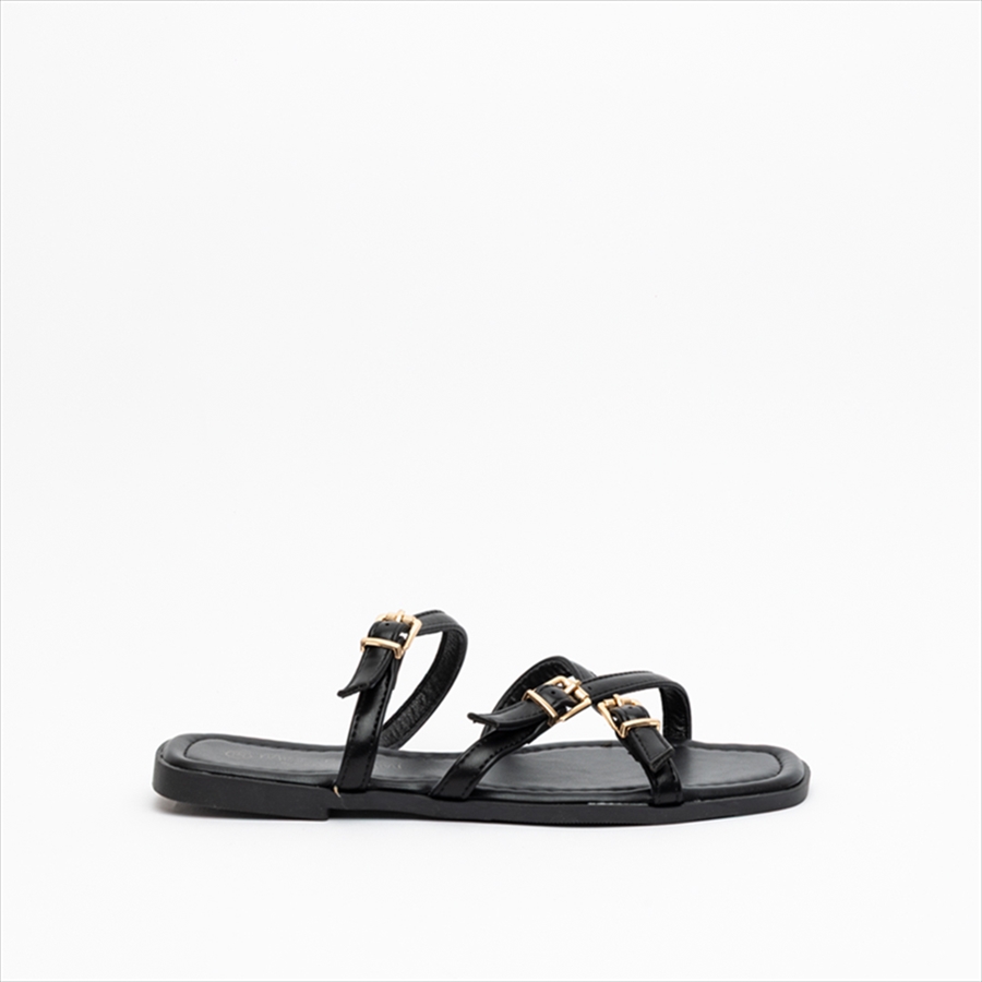 Miss Belgini Women Flat Sandals with Buckle Decorative Details