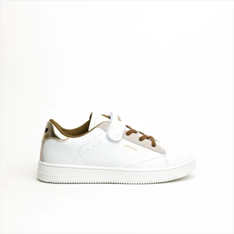 GAS Girl’s Gold Detail Sneakers with Laces and Velcro Strap