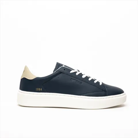 GAS White Navy Contrast Heel Collar Lace Up Flat Sneakers