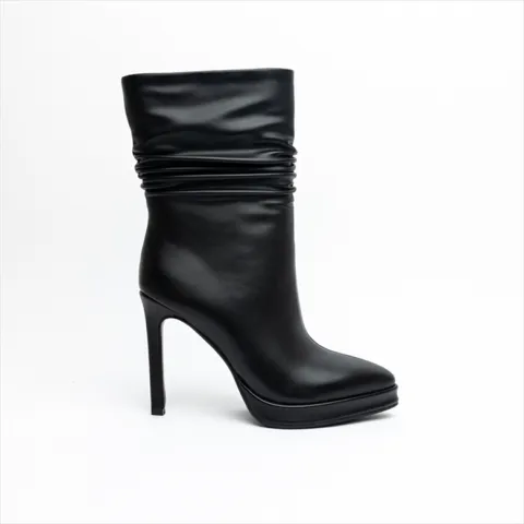 Miss Belgini High Heel Ankle Boots with Ruched Detail
