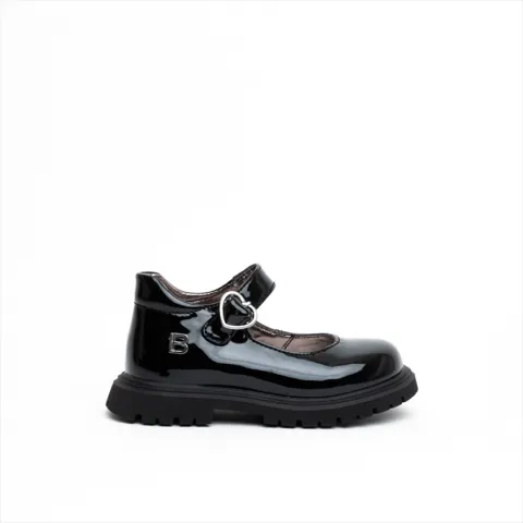 Laura Biagiotti Girls Mary-Jane Shoes with Heart Shaped Buckle