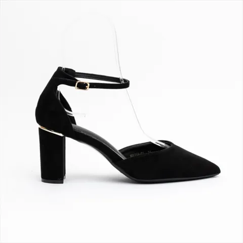Miss Belgini Ankle Strap High Block Heel Pumps