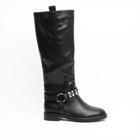Miss Belgini Knee High Flat Biker Boots