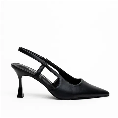 Miss Belgini Low Flare Heel T-Strap Slingback Pumps