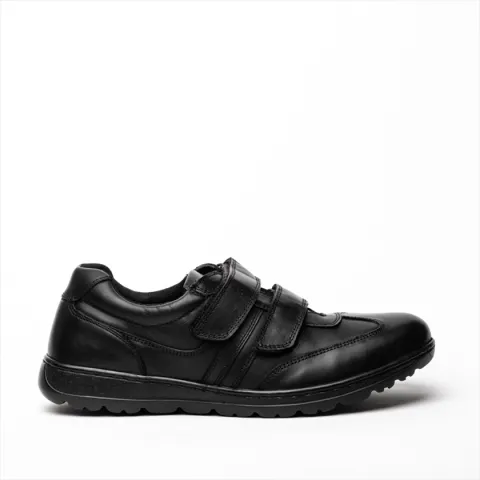 Boston Flex black double velcro strap mens shoes