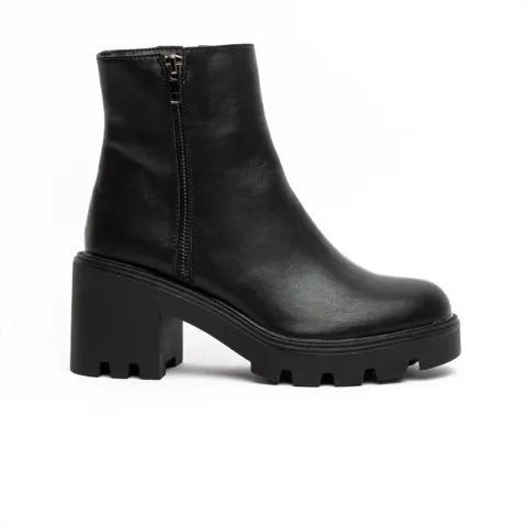 LIFE NYC Premium Medium Block Heel Ankle Boots with Side Zip