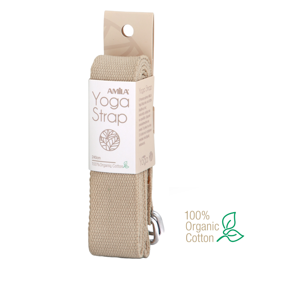 AMILA YOGA STRAP 240CM NATURAL 100% ORGANIC COTTON